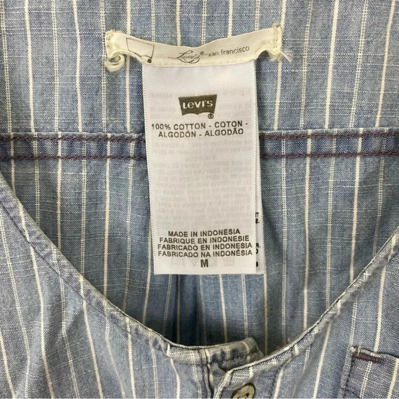 Levi’s Denim Pin Stripe Romper Size Medium - Picture 3 of 8
